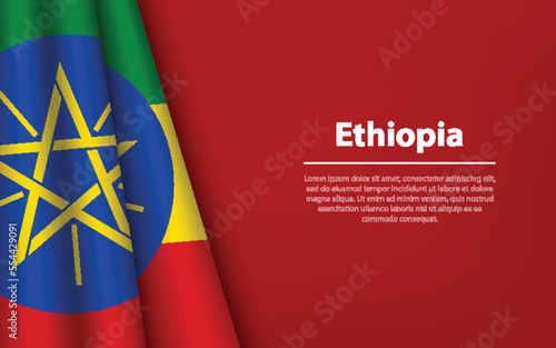 Wave flag of Ethiopia with copyspace background.