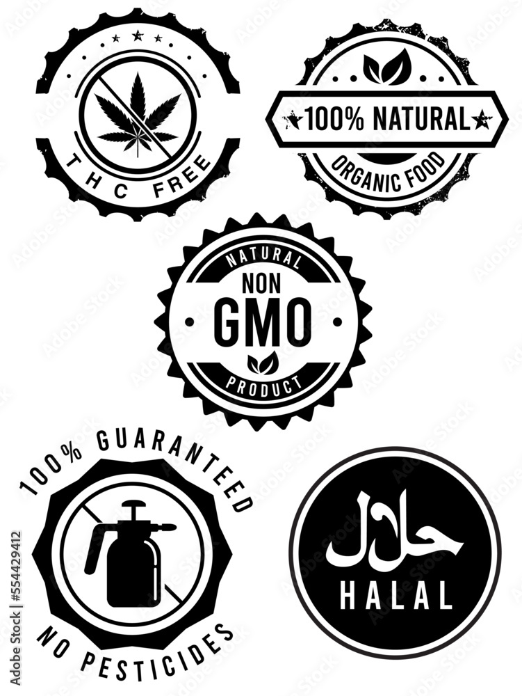 Food Certification Logo GMO Natural Halal THC Free