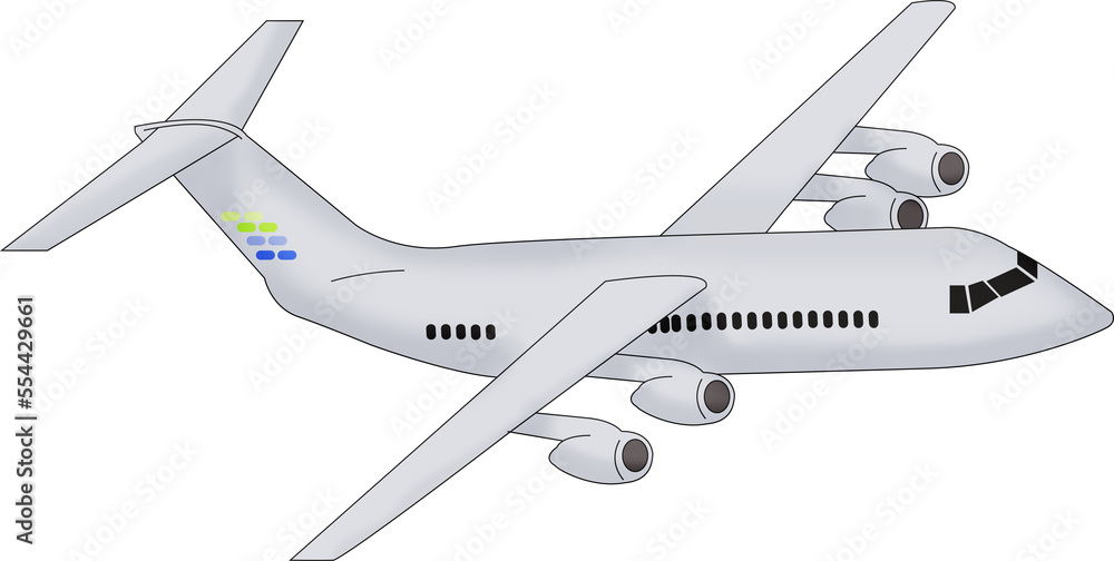 Flat airplane isolated on white background. Illustration