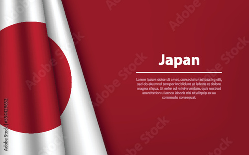 Wave flag of Japan with copyspace background.