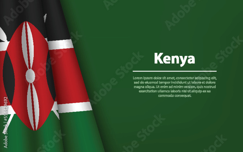 Wave flag of Kenya with copyspace background.