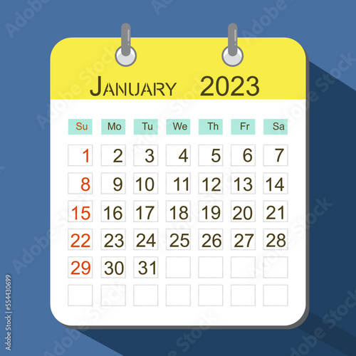 Calendar January 2023 illustration 