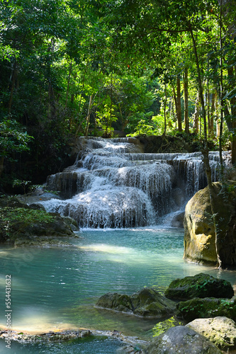 Fototapeta Naklejka Na Ścianę i Meble -  Erawan beautiful waterfall in Kanchanaburi Thailand