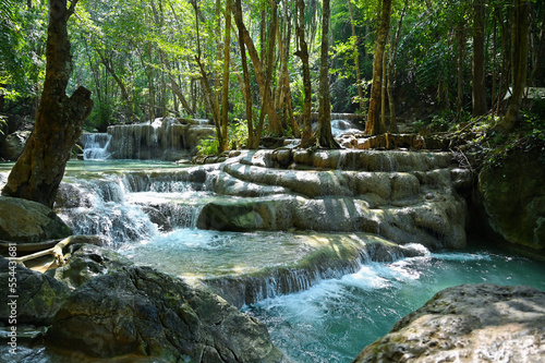 Erawan beautiful waterfall in Kanchanaburi Thailand photo