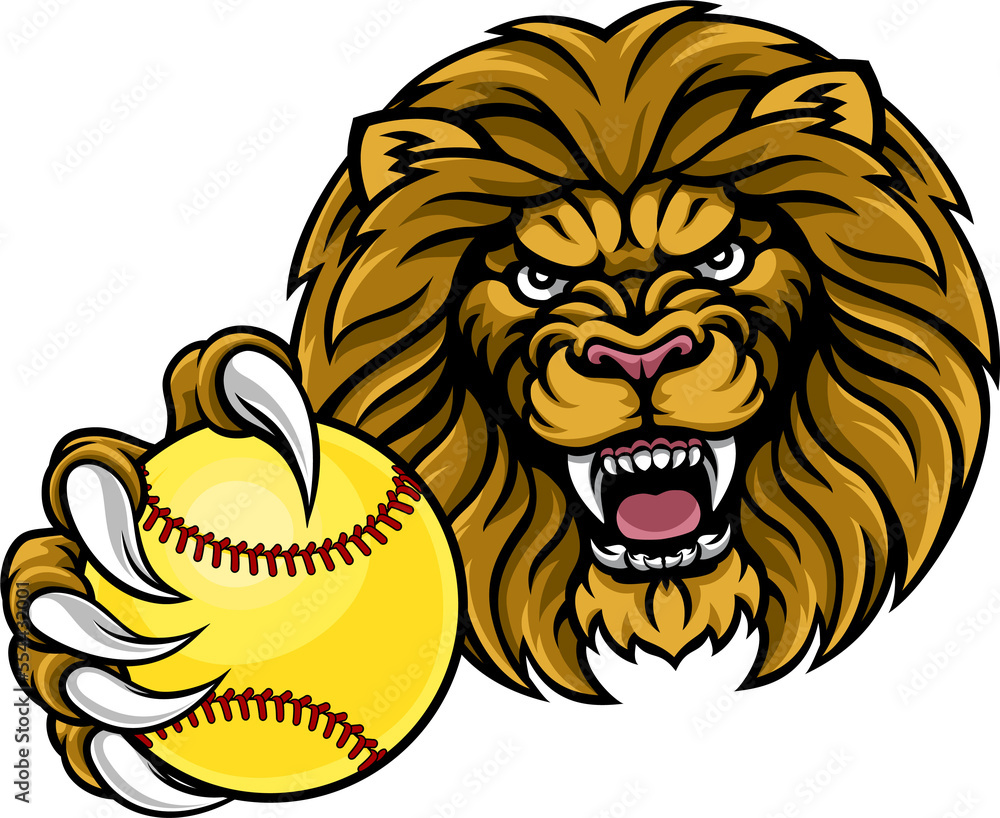 Obraz premium Lion Softball Animal Sports Team Mascot