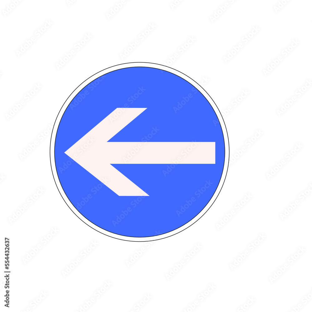 Panneau routier français: Obligation de tourner à gauche avant le panneau Panneau routier français: Obligation de tourner à gauche avant le panneau