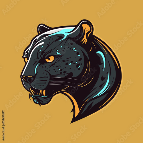 Black Panther face logo mascot icon wild animal character vector logo