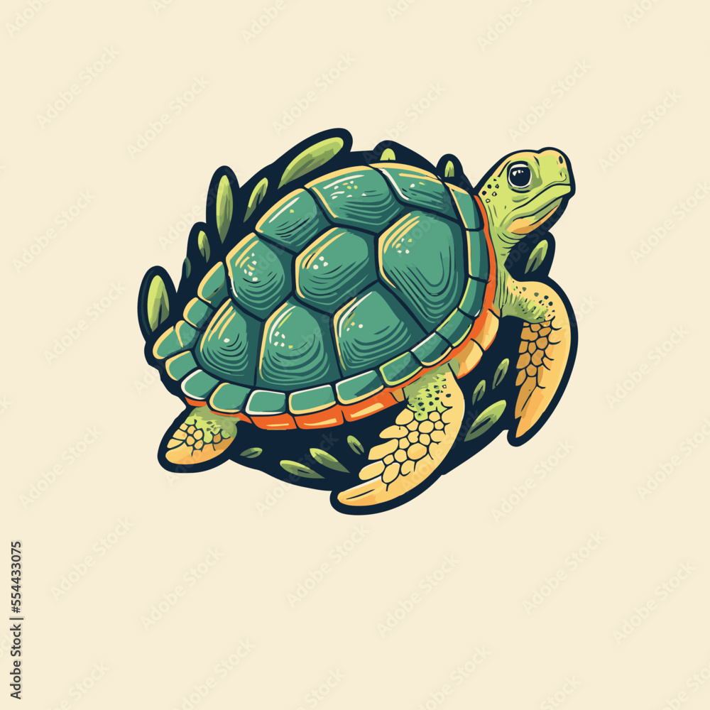 Obraz premium cute Turtle logo mascot icon sea animal character illustration in vector