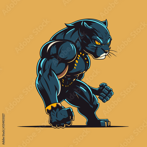 Black Panther face logo mascot icon wild animal character vector logo