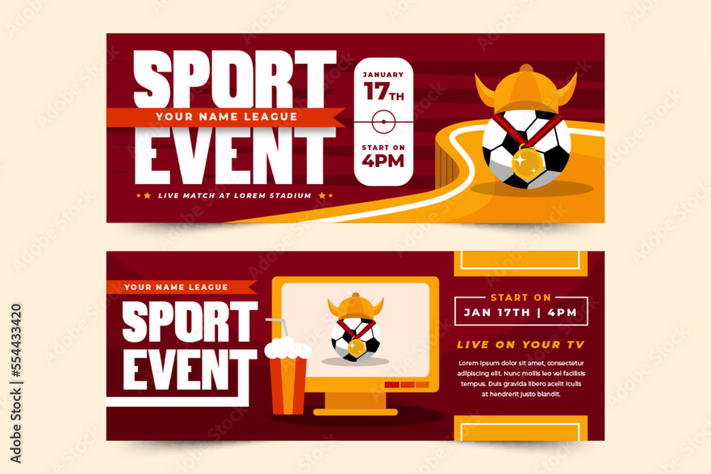 Fototapeta premium Football tournament sport event cover banner design template easy to customize