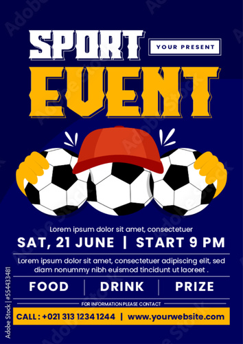 Football tournament sport event flyer or poster design template easy to customize