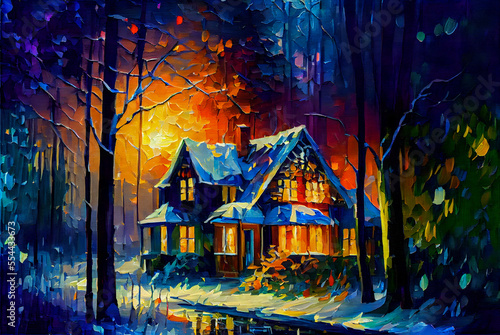 House in the snowy forest