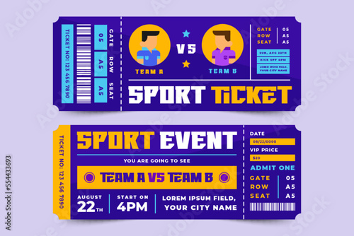 Football tournament sport event ticket vouchers design template easy to customize