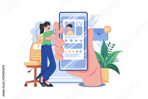 Job Recruitment Application Illustration concept on white background