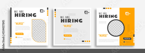 We are hiring job vacancy social media post banner design template. We are hiring job vacancy square web banner design.	