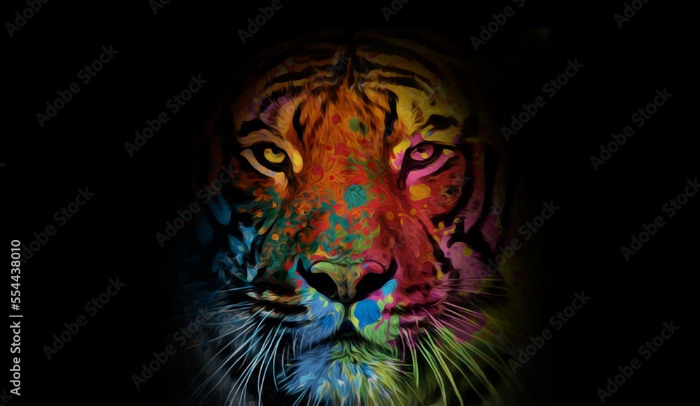 Beautiful painting of tiger on an abstract background,
