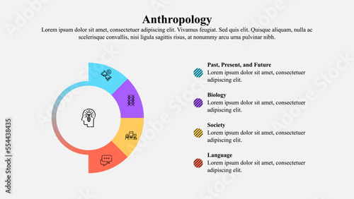 Infographic template of anthropology concept with icons and text space. photo
