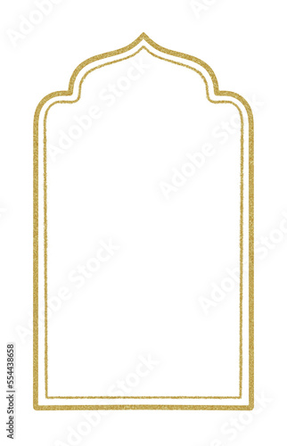 Frame gold ramadhan kareem. ramadan kareem theme frame png illustration like mosque gate, with sparkling gold grain texture. suitable for templates, borders.