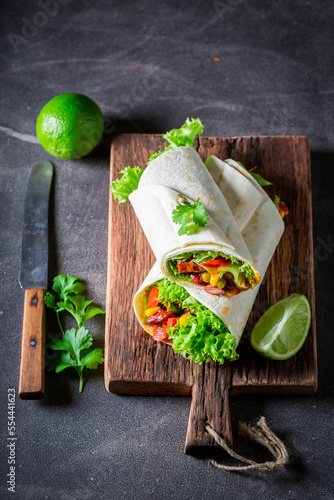 Spicy and hot burrito with ...