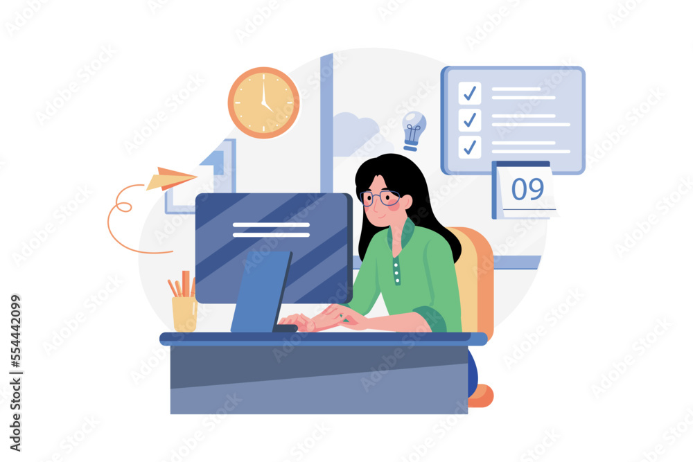 Business Woman With High Productivity Business Woman With High Productivity