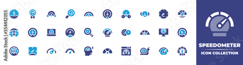 Speedometer icon collection. Vector illustration. Containing speedometer, speed, measure, slow, and more.