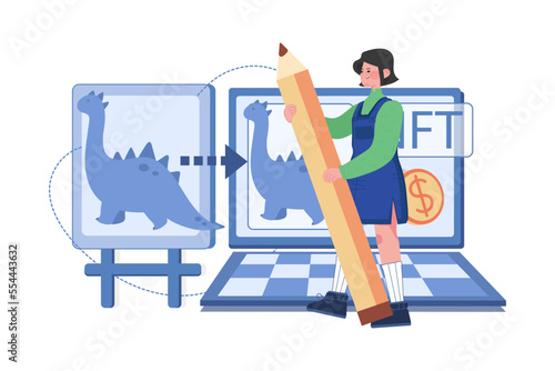 NFT Minting Process Illustration concept on white background