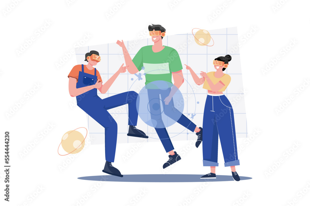 Obraz premium Virtual Community Illustration concept on white background