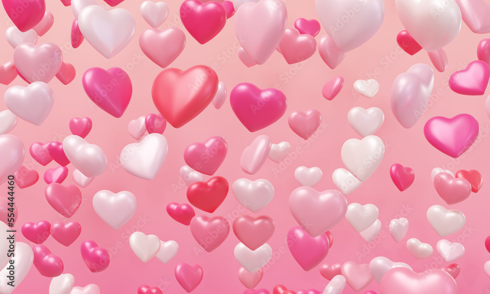 pink and white heart balloons