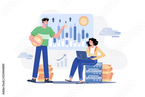 Blockchain Solution Illustration concept on white background