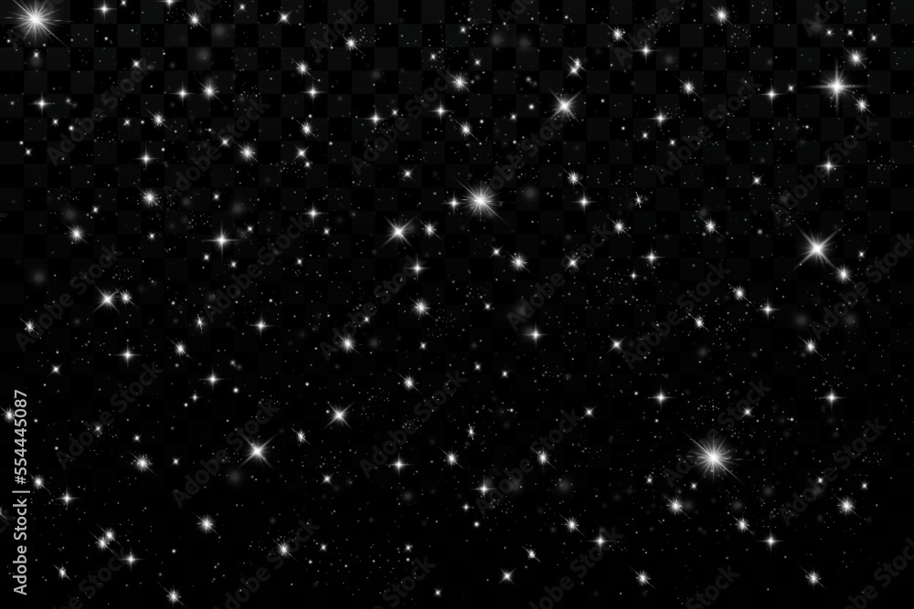 Particles of white magic dust. Shining light particles.Christmas glitter particles. Light effect on a transparent background. Particles of white magic dust. Shining light particles.Christmas glitter particles. Light effect on a transparent background.