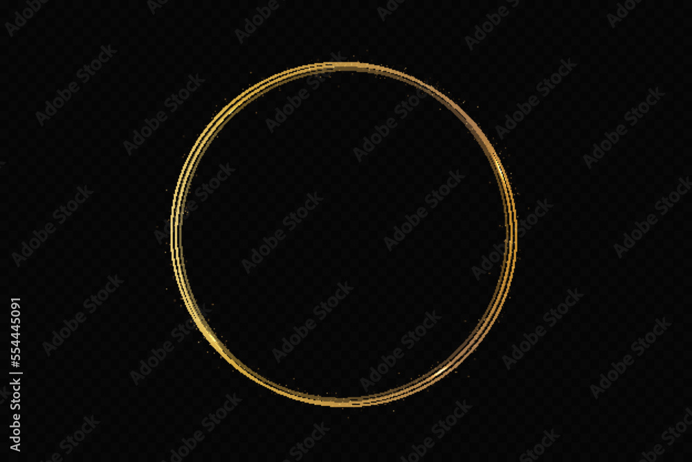 Abstract sparkling golden frame light effect on transparent background. Spark with ring glossy line. Abstract sparkling golden frame light effect on transparent background. Spark with ring glossy line.