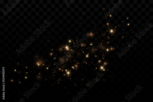 Gold particles. Light effect. Gold dust. background decoration.