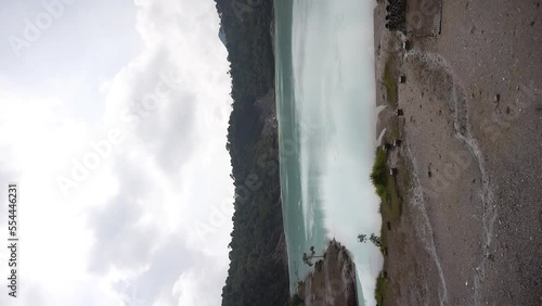beautiful natural scenery vertical video mountain portrait panorama lake talaga bodas natural tourist attractions in garut, west java, indonesia photo