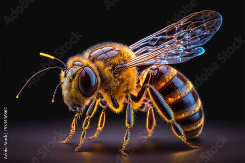 Glowing honey bee made with Generative AI © AmazingArts