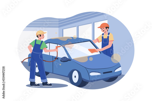 Car Wash Illustration concept on white background