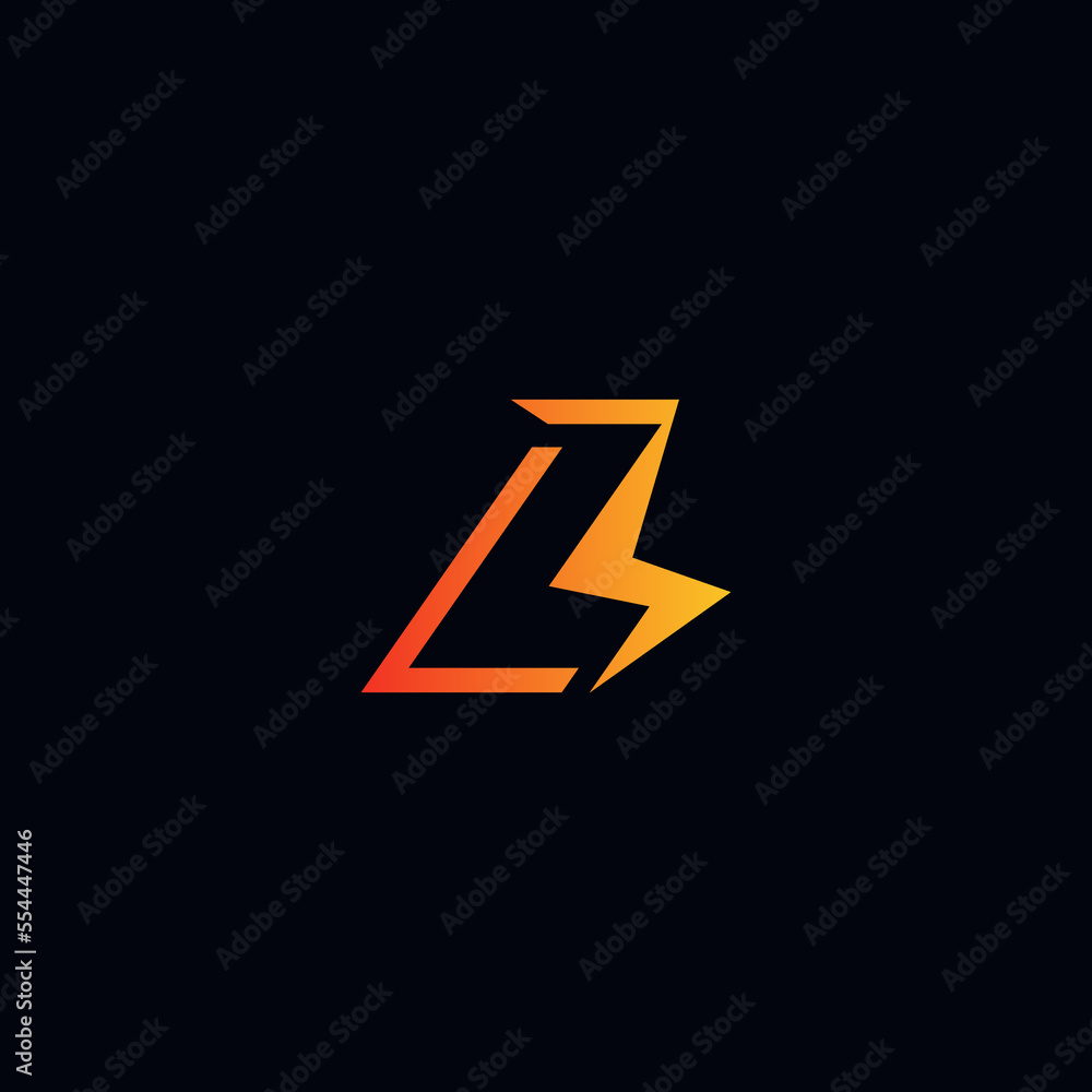 Lightning combination with the letter L, negative space. Logo design. Lightning combination with the letter L, negative space. Logo design.