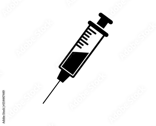 Syringe icon isolated on white background. Injection vector for blood collection and medicine application
