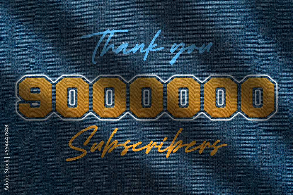 Fototapeta premium 9000000 subscribers celebration greeting banner with Embroidery Design