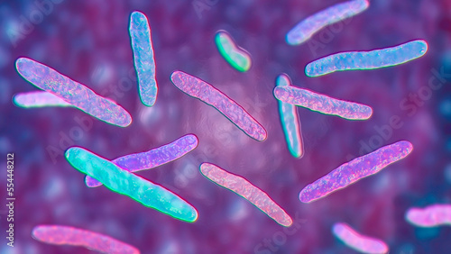 Bacteria Mycobacterium tuberculosis, the causative agent of tuberculosis, 3D illustration photo