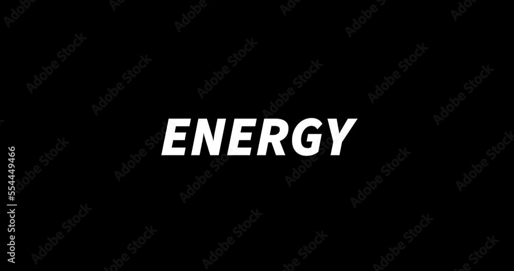 ENERGY text animation on black background. Modern text animation, written ENERGY ENERGY text animation on black background. Modern text animation, written ENERGY