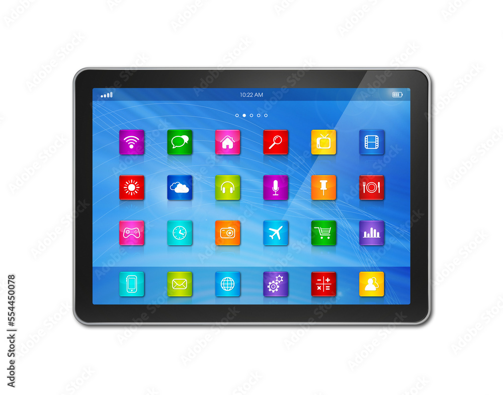 Digital Tablet Computer - apps icons interface Digital Tablet Computer - apps icons interface