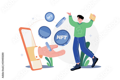 Digital Token NFT Illustration concept on white background