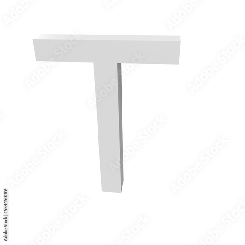 3D illustration - The letter "T" isolated on a white background.