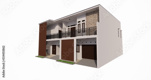 3d Rendering and illustration boarding house with modern tropical concept