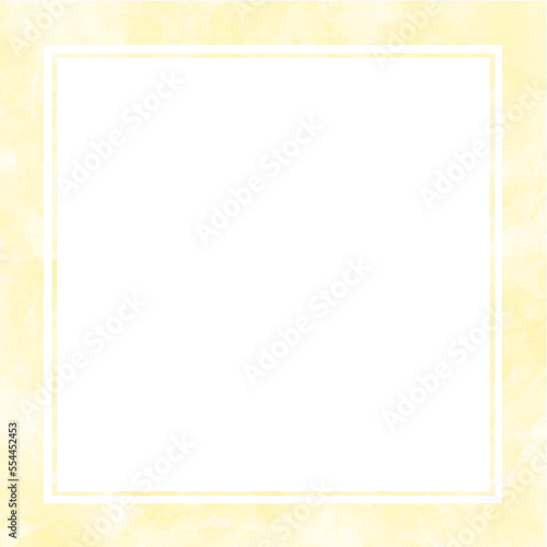シンプルな水彩風黄色の正方形フレーム素材