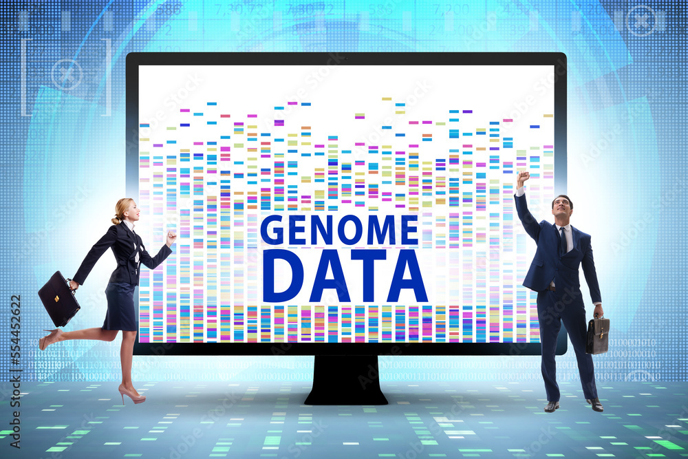 Business people in genome data concept Business people in genome data concept