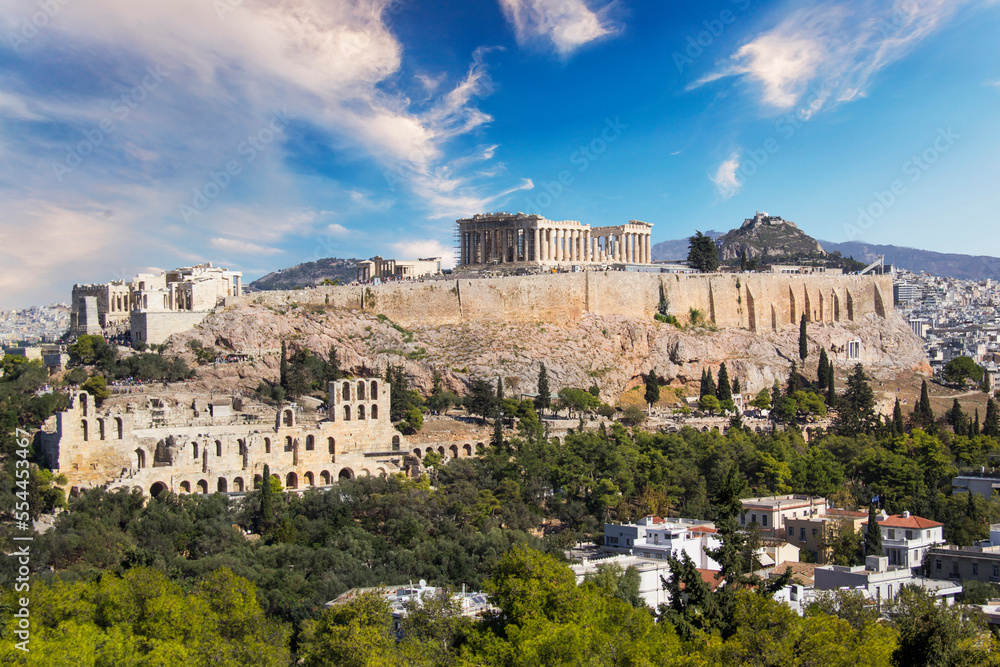 Naklejka premium Beautiful view of the Acropolis and Erechtheion in Athens, Greece