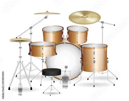 set of drum kit isolated on white