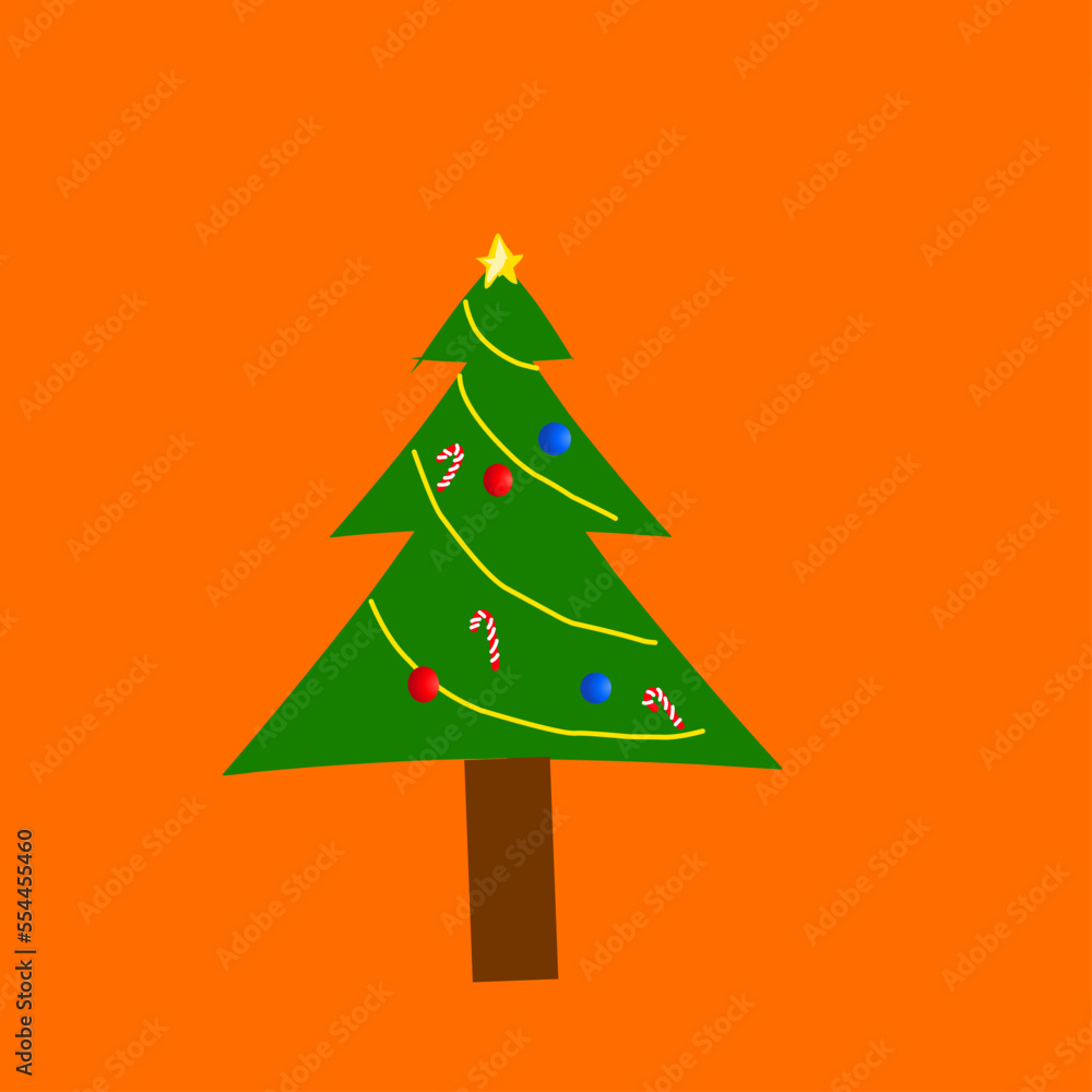 christmas tree on orange background christmas tree on orange background