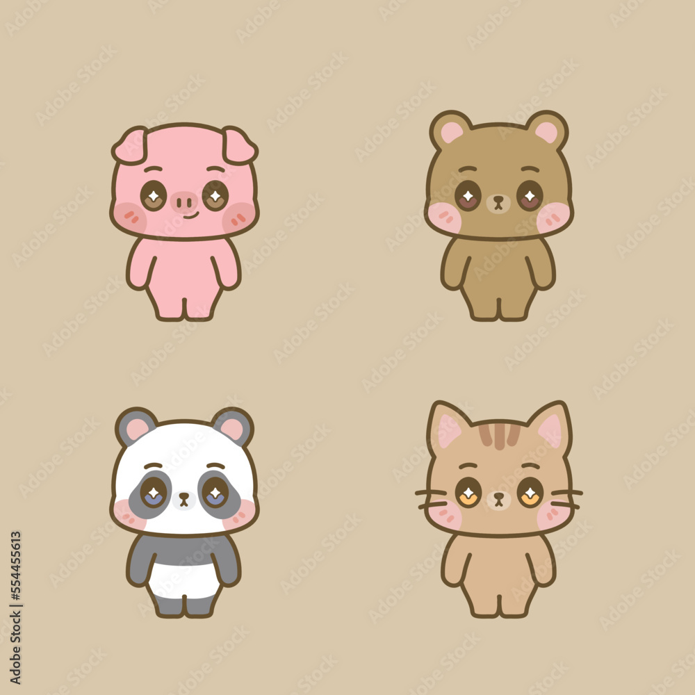 CUTE KAWAII ANIMALS STAND UP